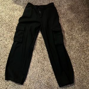 black cargo pants with large, stylish pockets